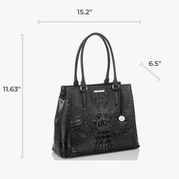 Brahmin Black Melbourne Croc Embossed Leather Tote - Picture 13 of 14